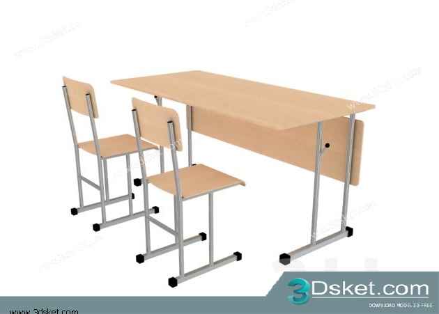 Free Download Table Chair Children 3D Model Bàn Ghế 007