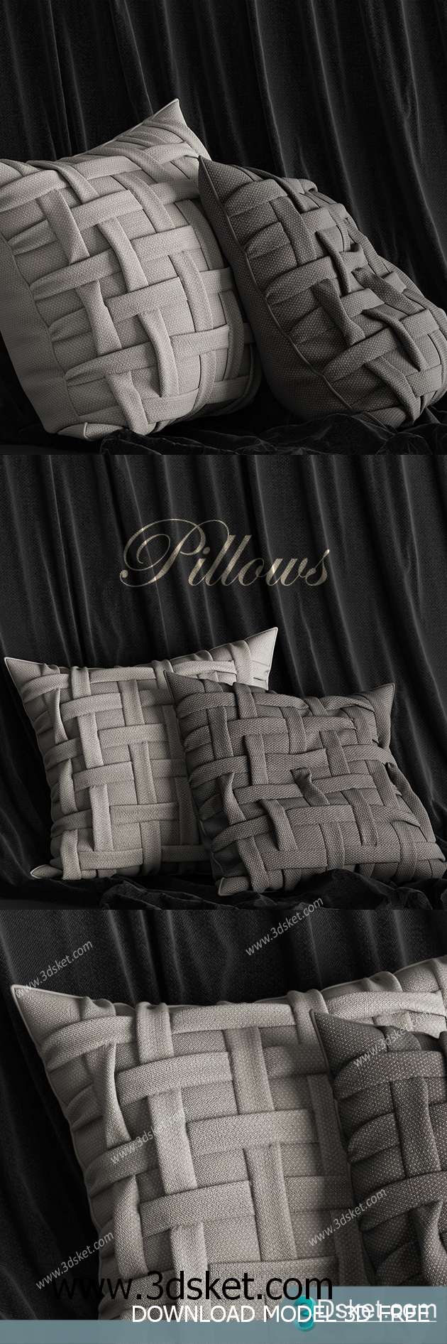 Free Download Pillows 3D Model 008 Gối