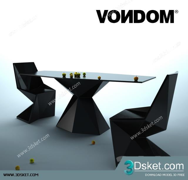 3D Model Table Chair Free Download Bàn ghế 002