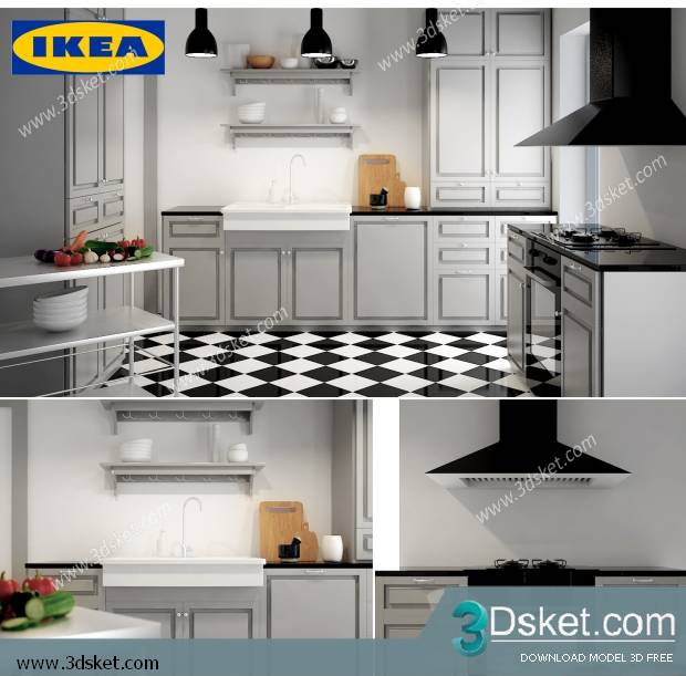 Free Download Kitchen 3D Model Nhà bếp 02