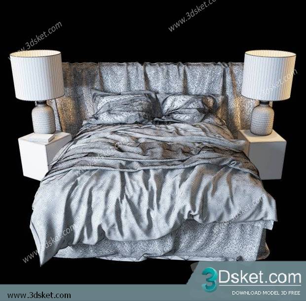 3D Model Bed Free Download Giường 033