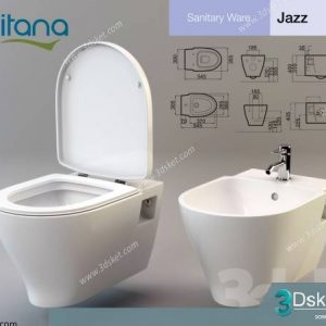 Free Download Toilet & Bidet 3D Model 001