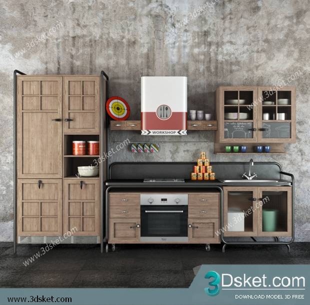 Free Download Kitchen 3D Model Nhà bếp 029