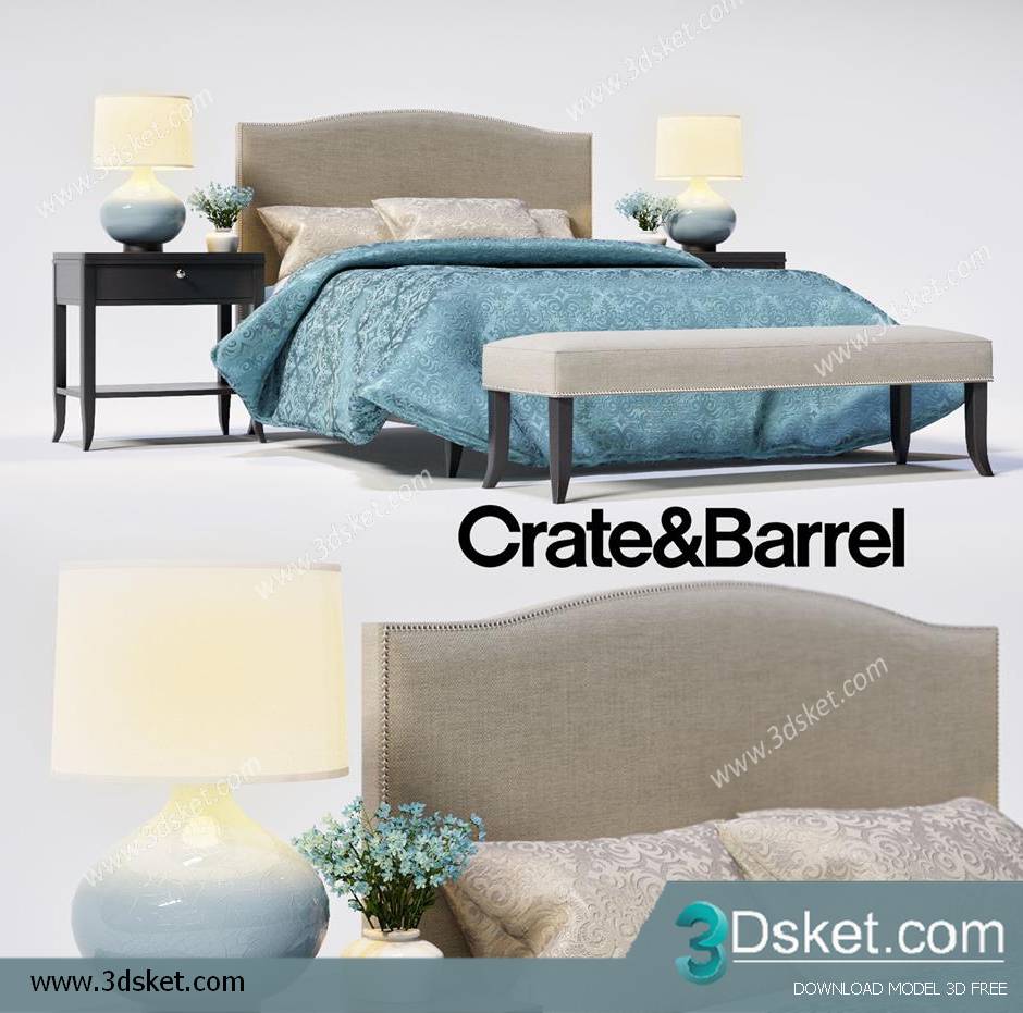 3D Model Bed Free Download Giường 035