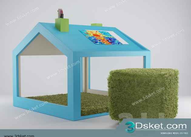 Free Download Table Chair Children 3D Model Bàn Ghế 037