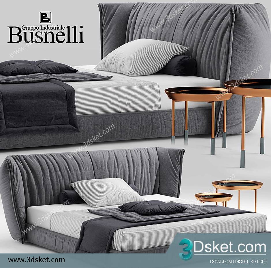 3D Model Bed Free Download Giường 037