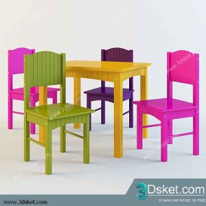 Free Download Table Chair Children 3D Model Bàn Ghế 038