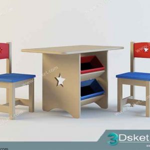Free Download Table Chair Children 3D Model Bàn Ghế 039