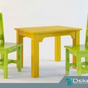 Free Download Table Chair Children 3D Model Bàn Ghế 040