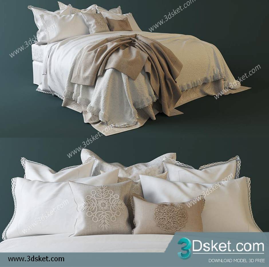 3D Model Bed Free Download Giường 038
