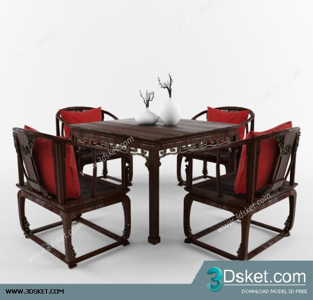 3D Model Table Chair Free Download Bàn ghế 003