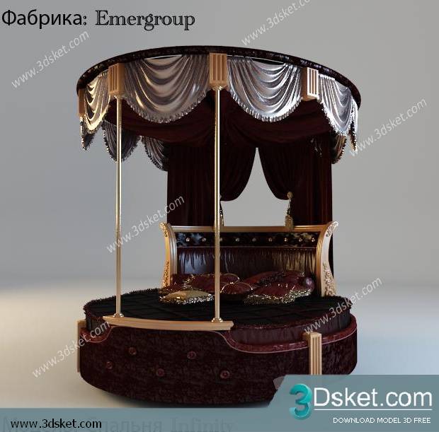 3D Model Bed Free Download Giường 017