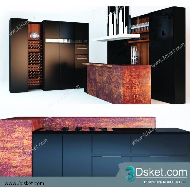 Free Download Kitchen 3D Model Nhà bếp 030