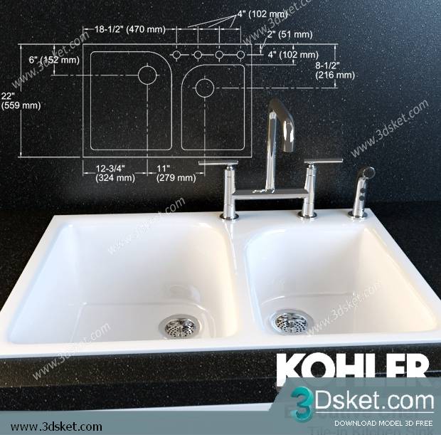 Free Download Wash Basin 3D Model Chậu Rửa Mặt 007