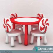 Free Download Table Chair Children 3D Model Bàn Ghế 043