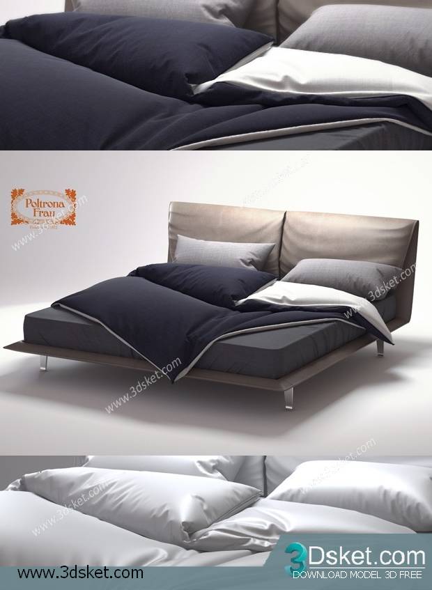 3D Model Bed Free Download Giường 075