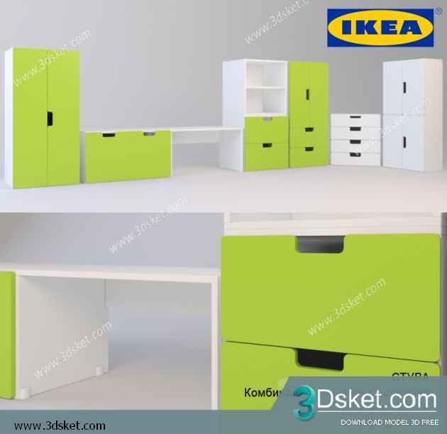 Free Download Child Wardrobe 3D Model Tủ quần áo 026