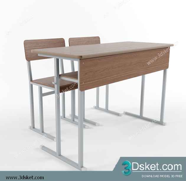 Free Download Table Chair Children 3D Model Bàn Ghế 044