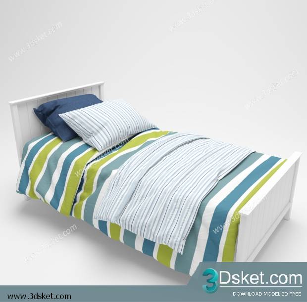 3D Model Bed Free Download Giường 076