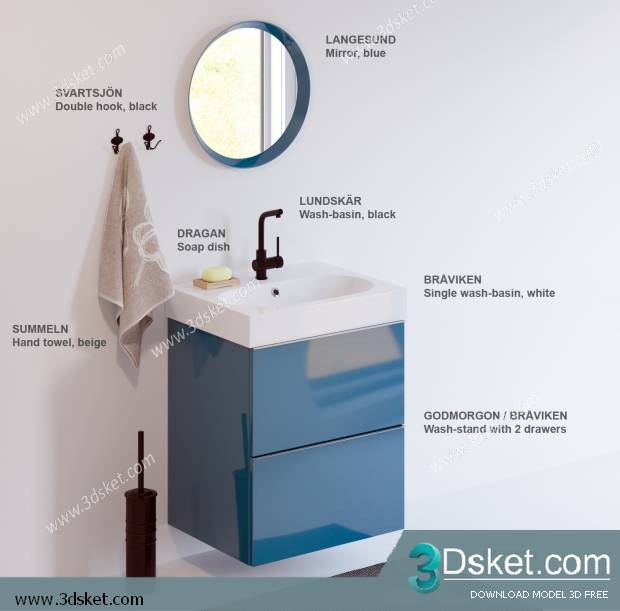 Free Download Bathroom Furniture 3D Model 014