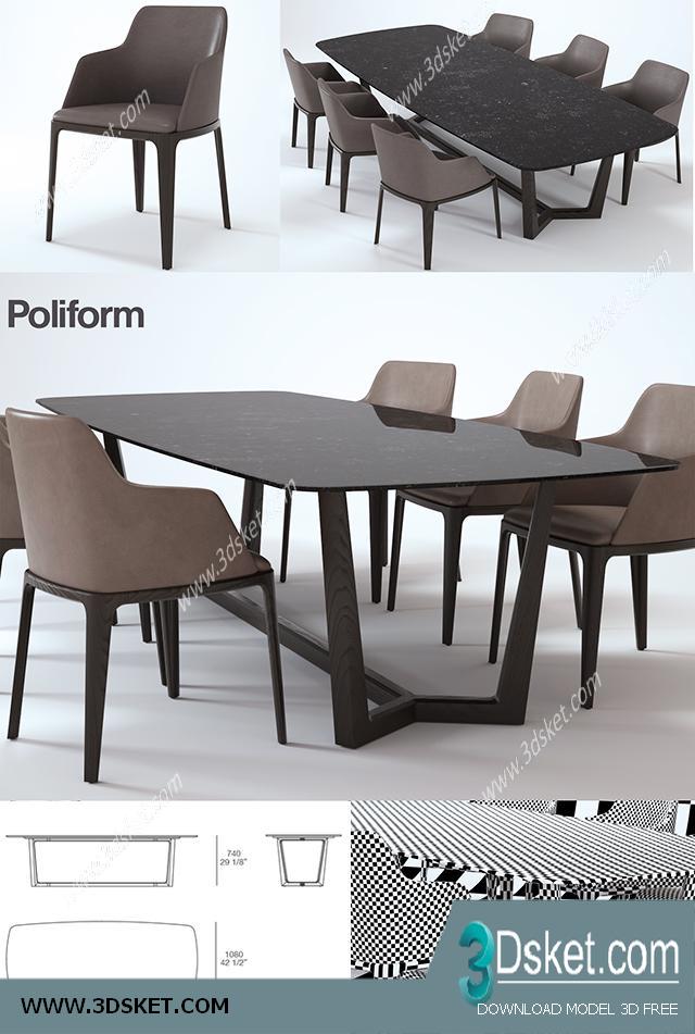 3D Model Table Chair Free Download Bàn ghế 027