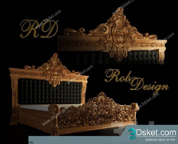 3D Model Bed Free Download Giường 077