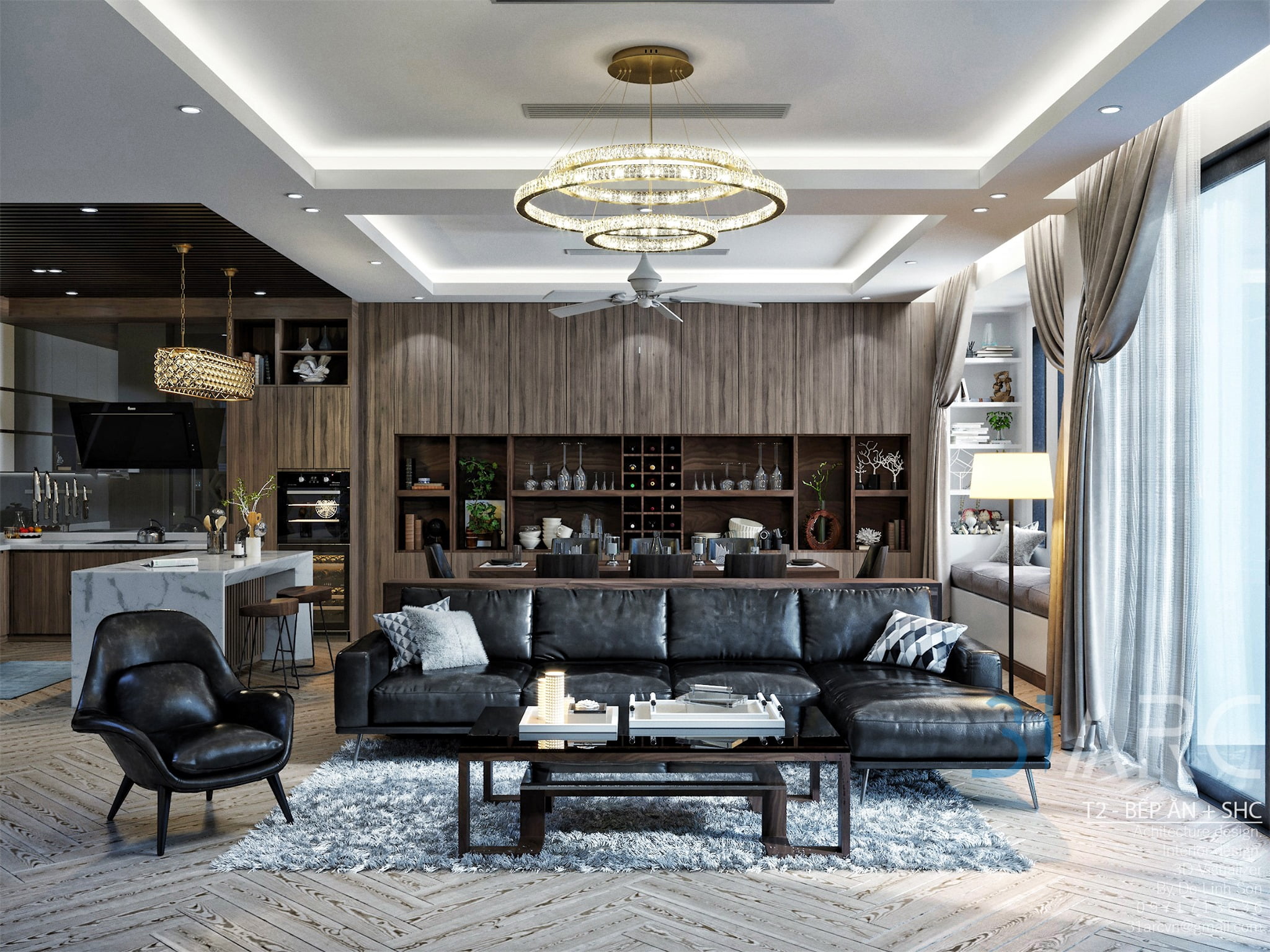 3D Interior Model Kitchen Living room 0126 Scene 3dsmax