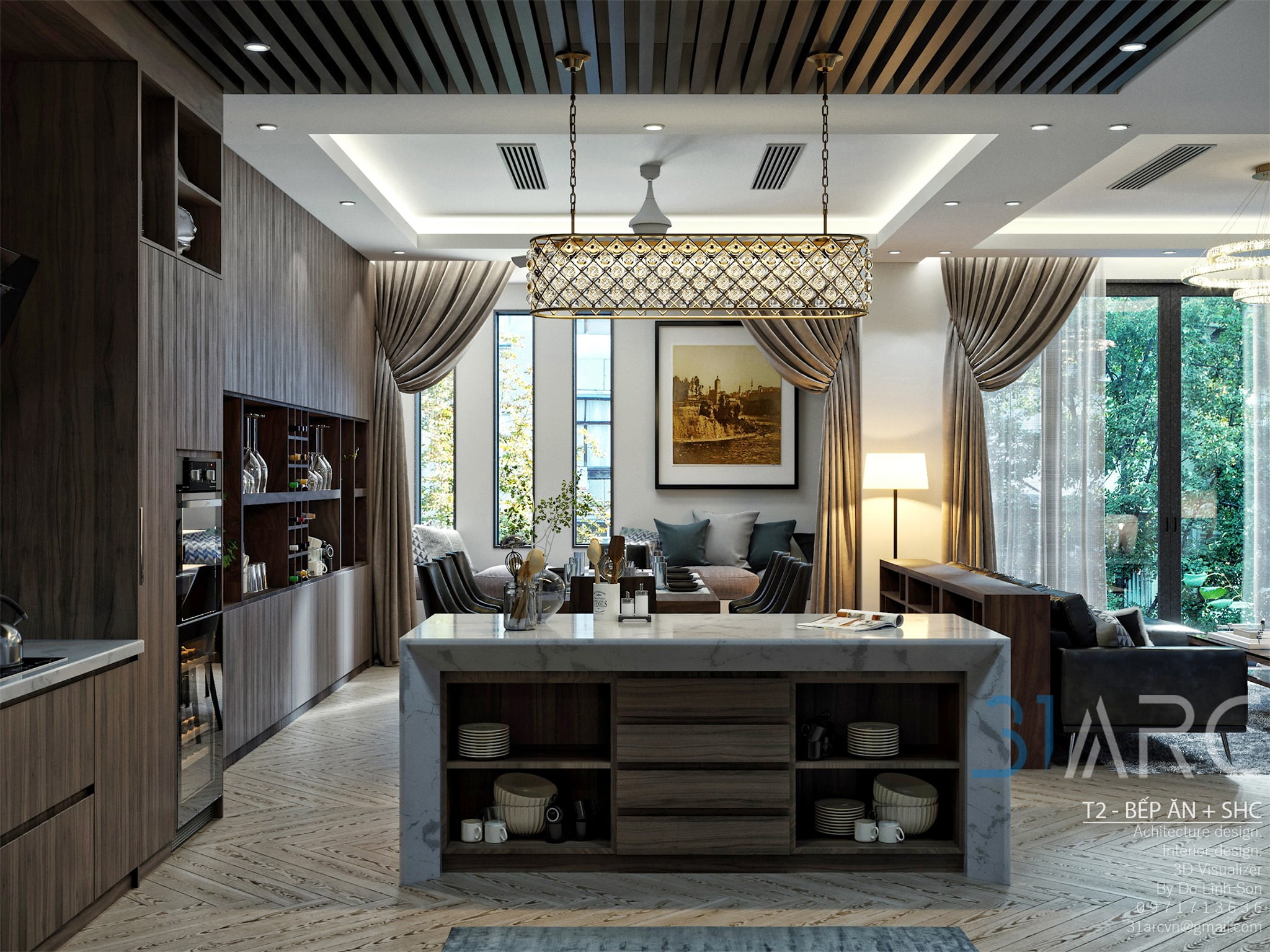 3D Interior Model Kitchen Living room 0126 Scene 3dsmax