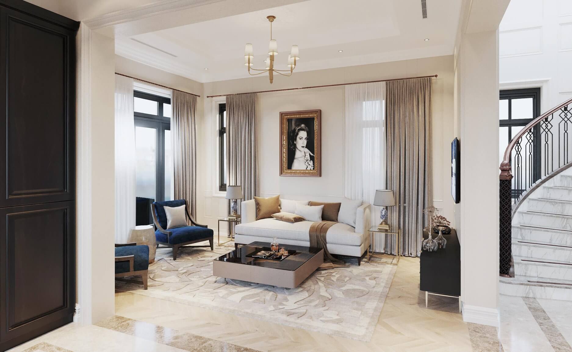 3D Interior Model Kitchen Living room 0128 Scene 3dsmax