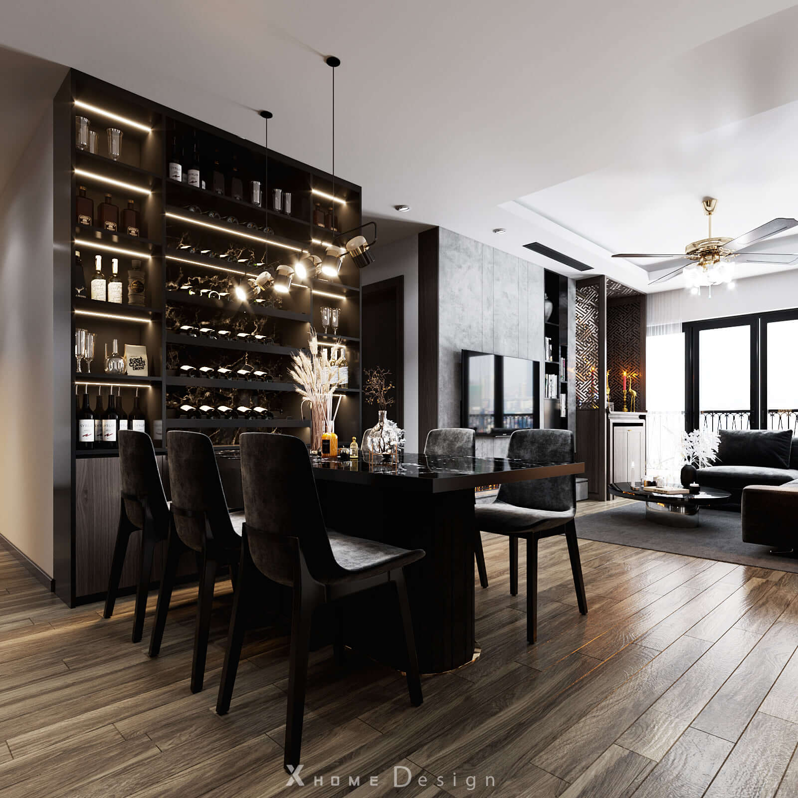 3D Interior Model Kitchen Living room 0132 Scene 3dsmax