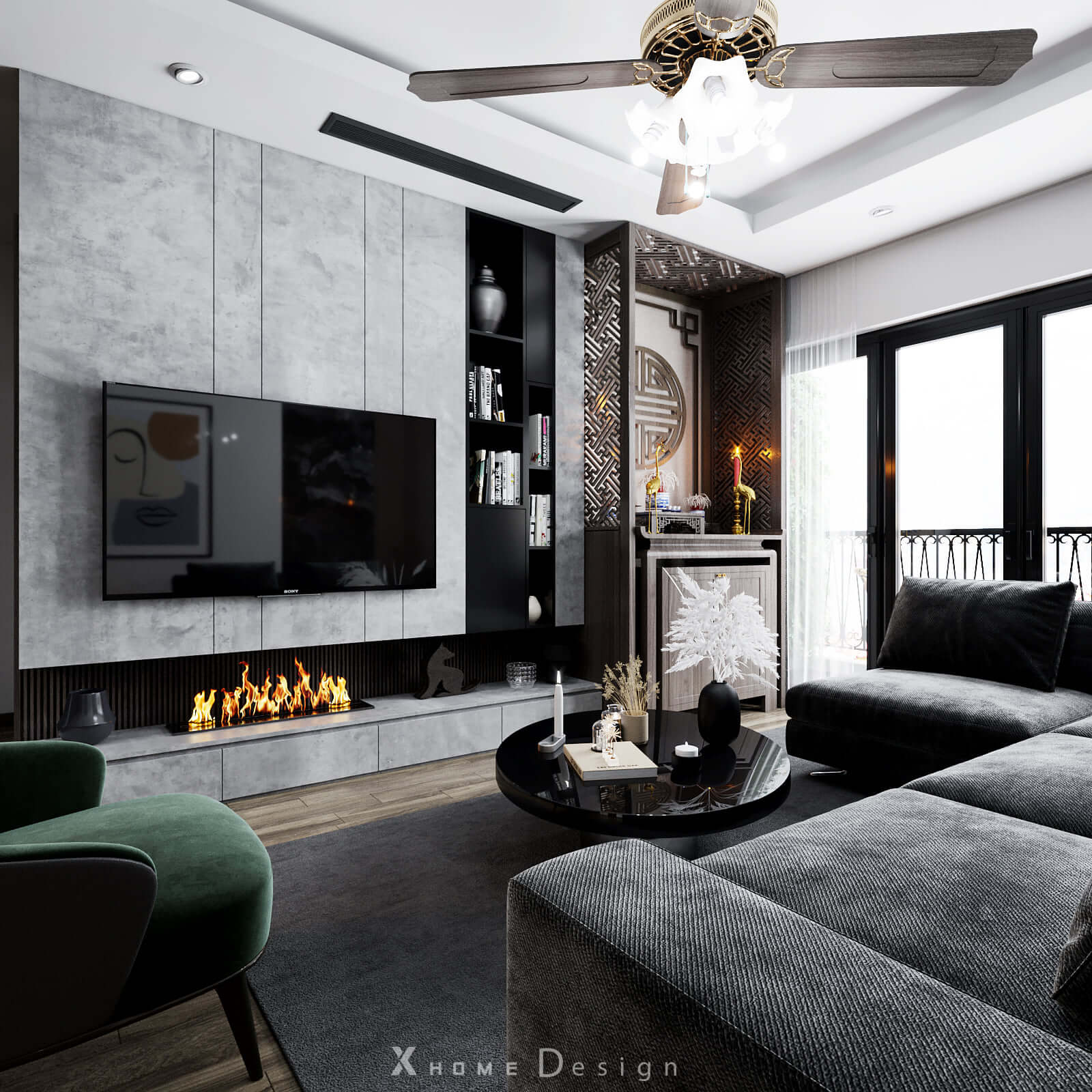 3D Interior Model Kitchen Living room 0132 Scene 3dsmax