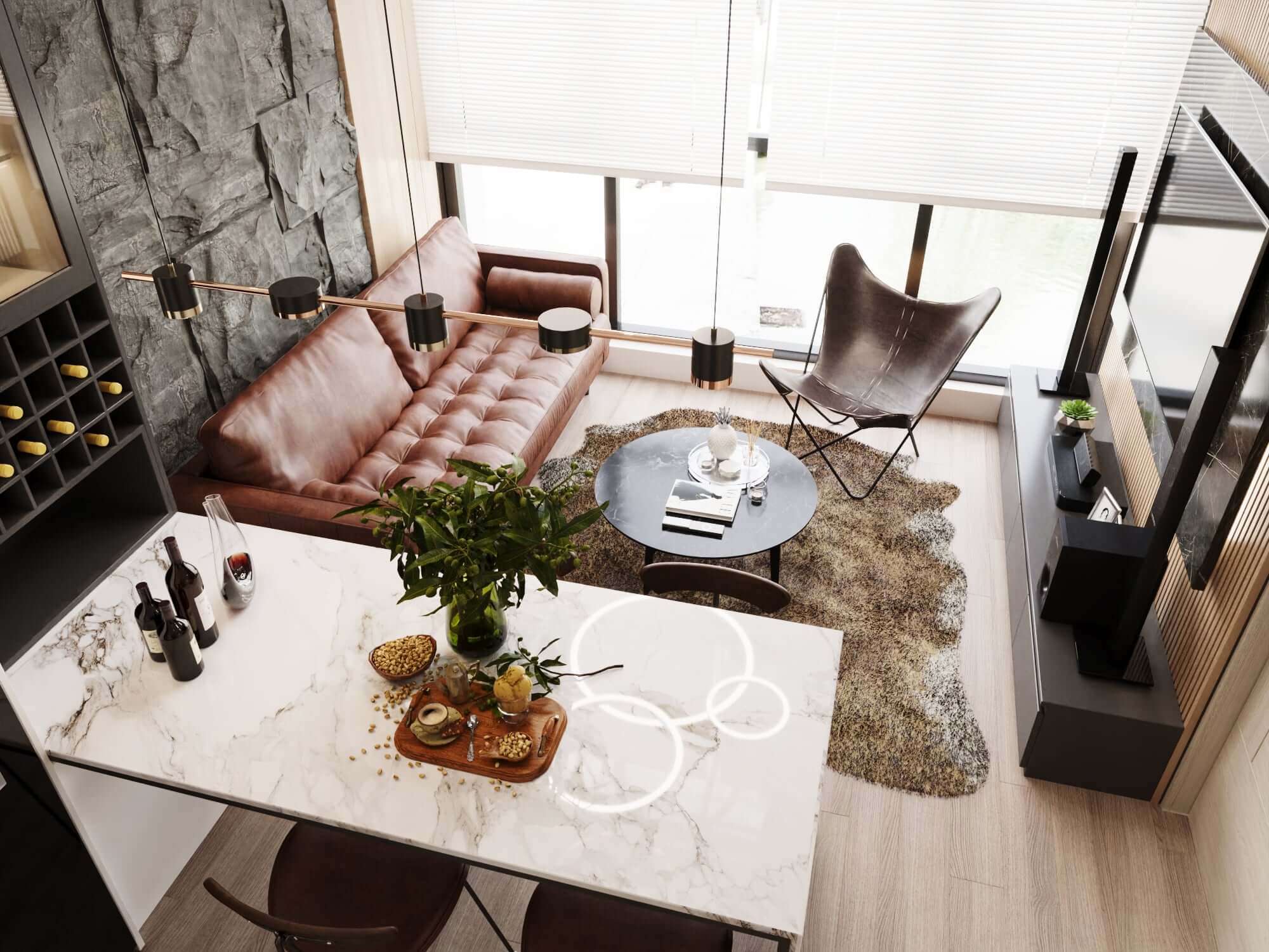 3D Interior Model Kitchen Living room 0134 Scene 3dsmax