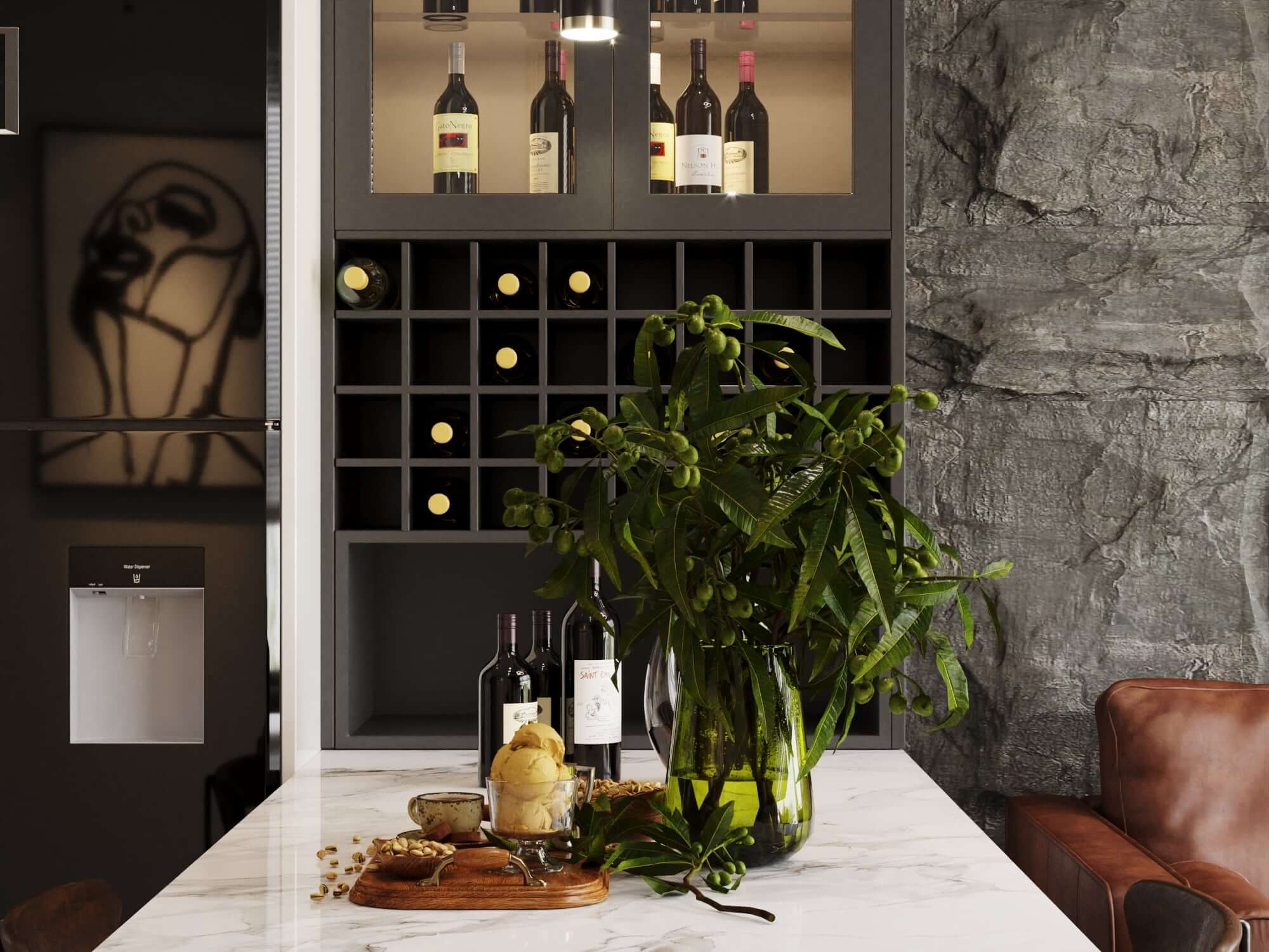 3D Interior Model Kitchen Living room 0134 Scene 3dsmax