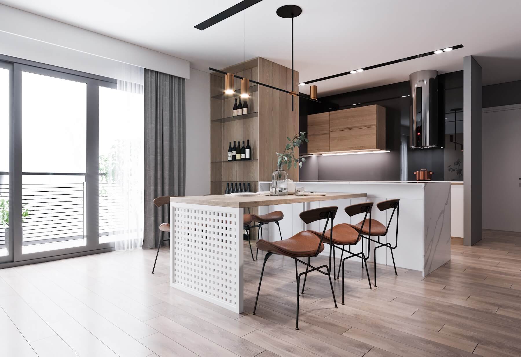 3D Interior Model Kitchen Living room 0136 Scene 3dsmax