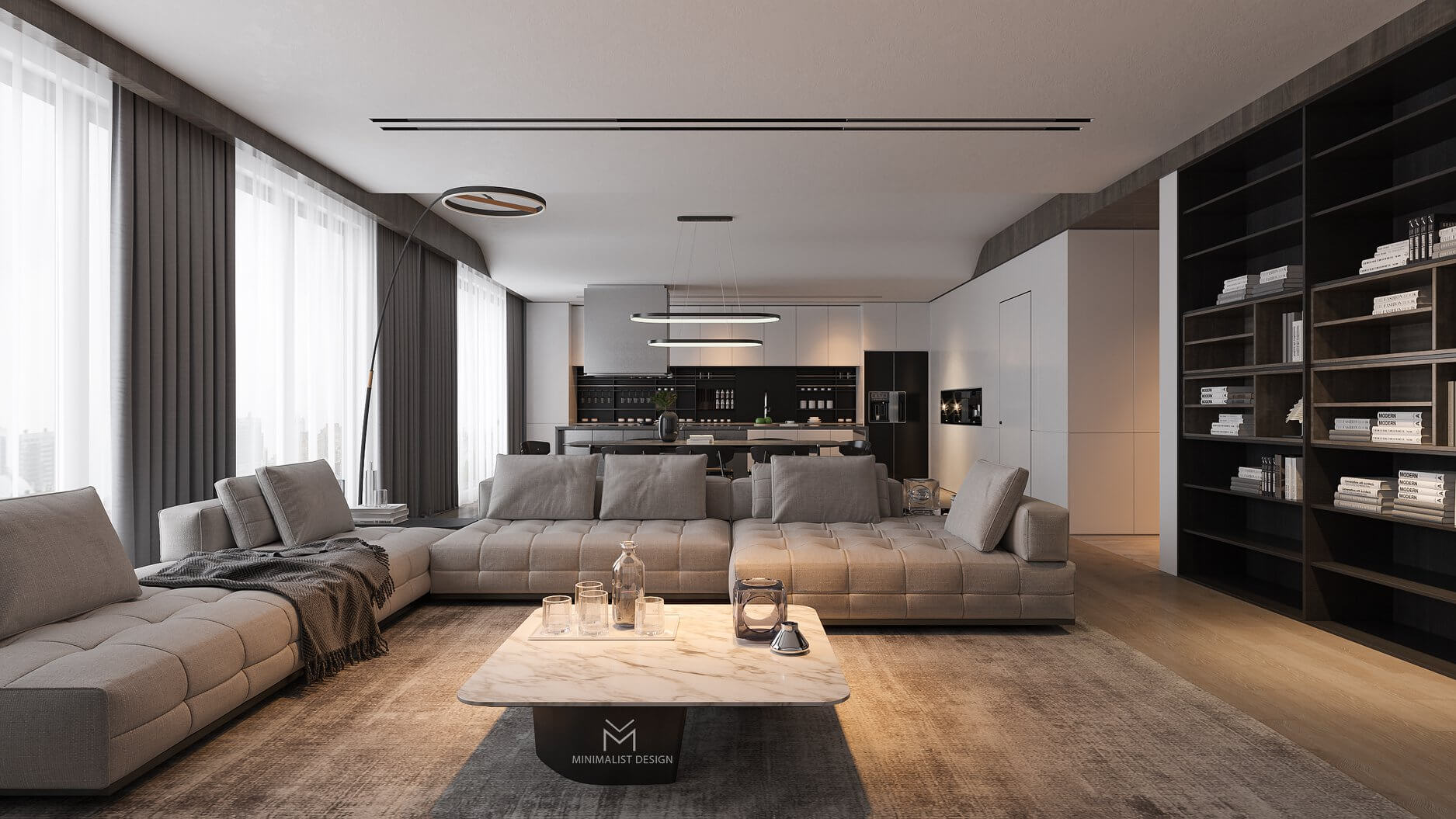 3D Interior Model Kitchen Living room 0137 Scene 3dsmax