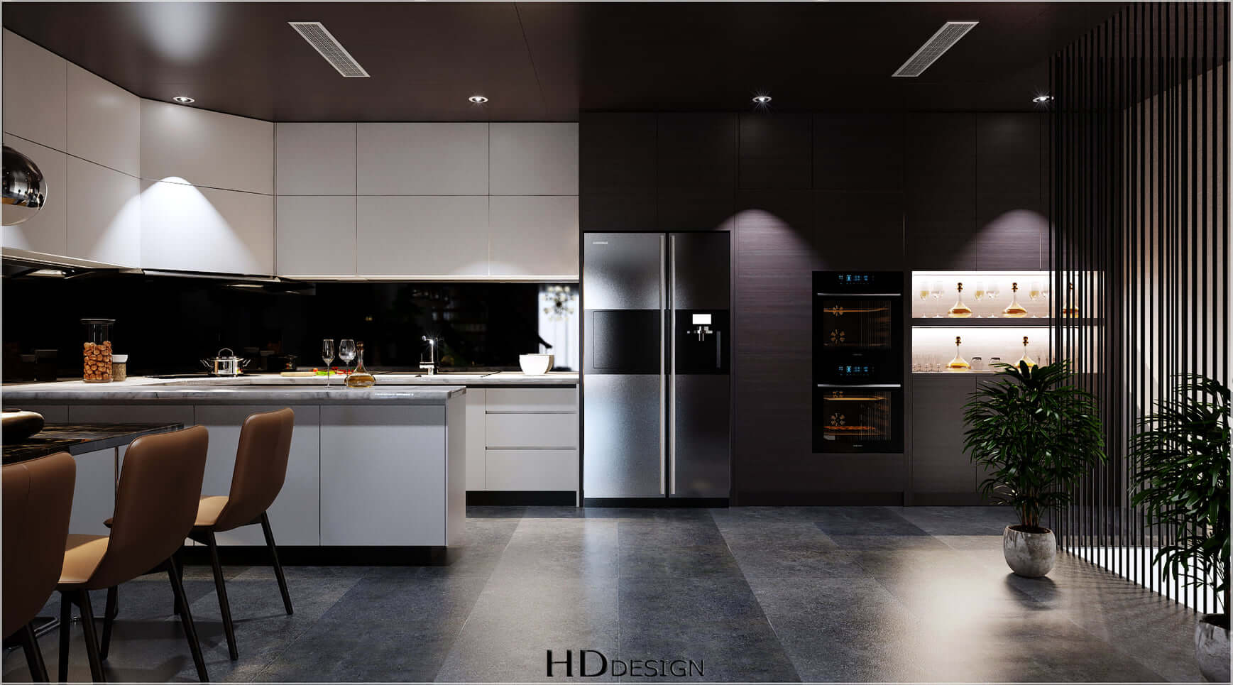 3D Interior Model Kitchen Living room 0142 Scene 3dsmax