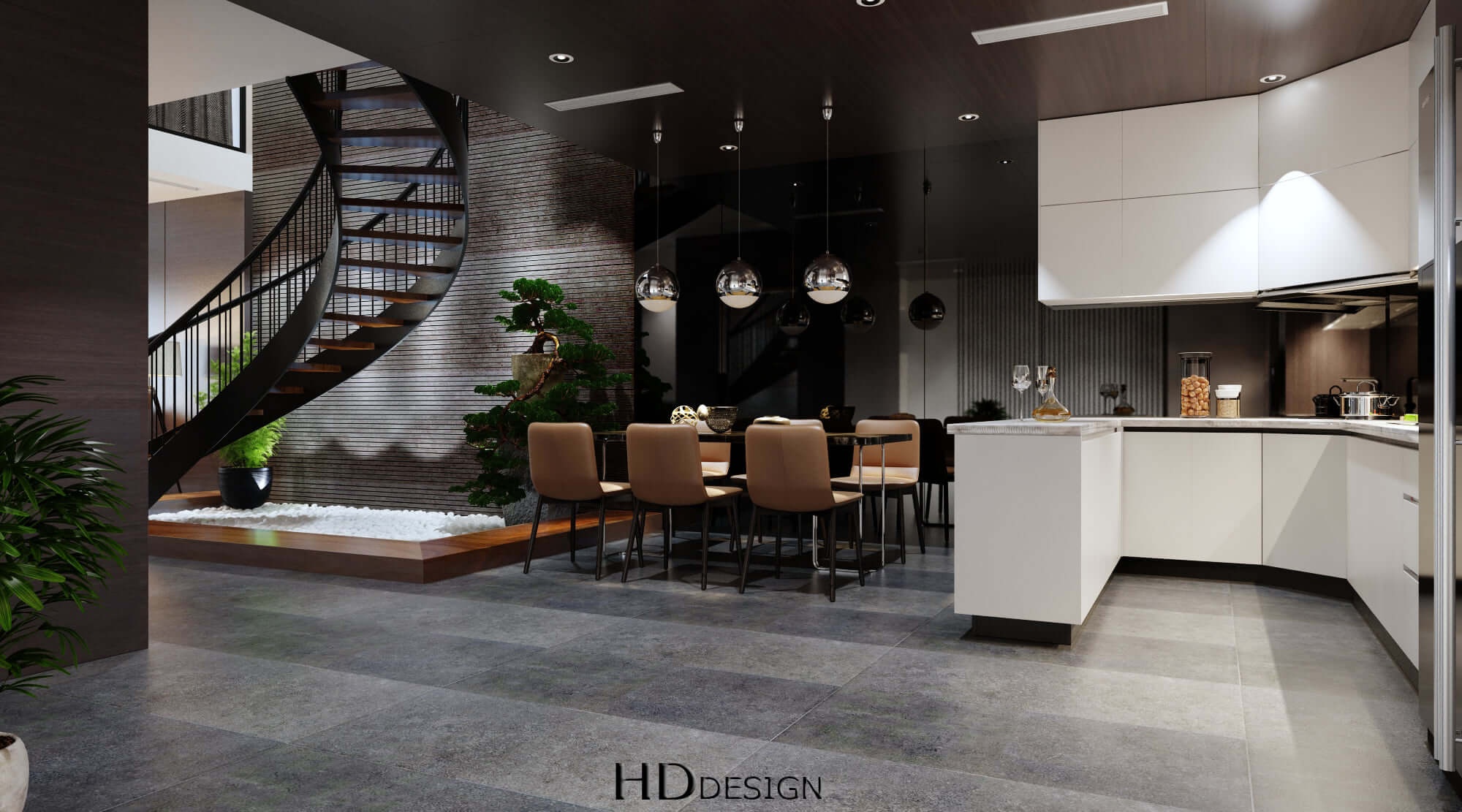 3D Interior Model Kitchen Living room 0142 Scene 3dsmax