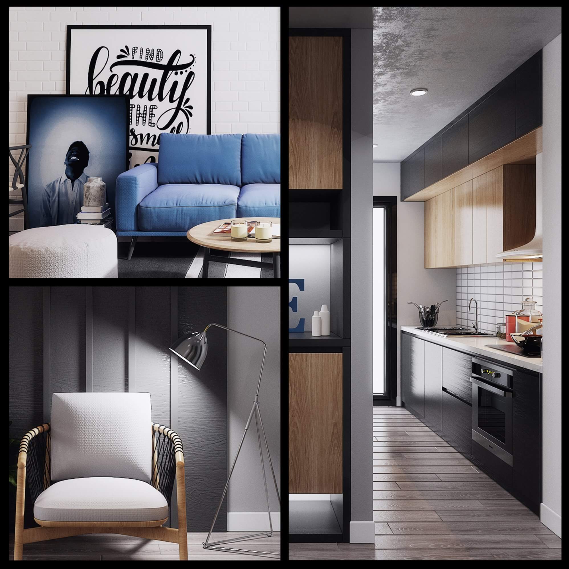 3D Interior Model Kitchen Living room 0145 Scene 3dsmax