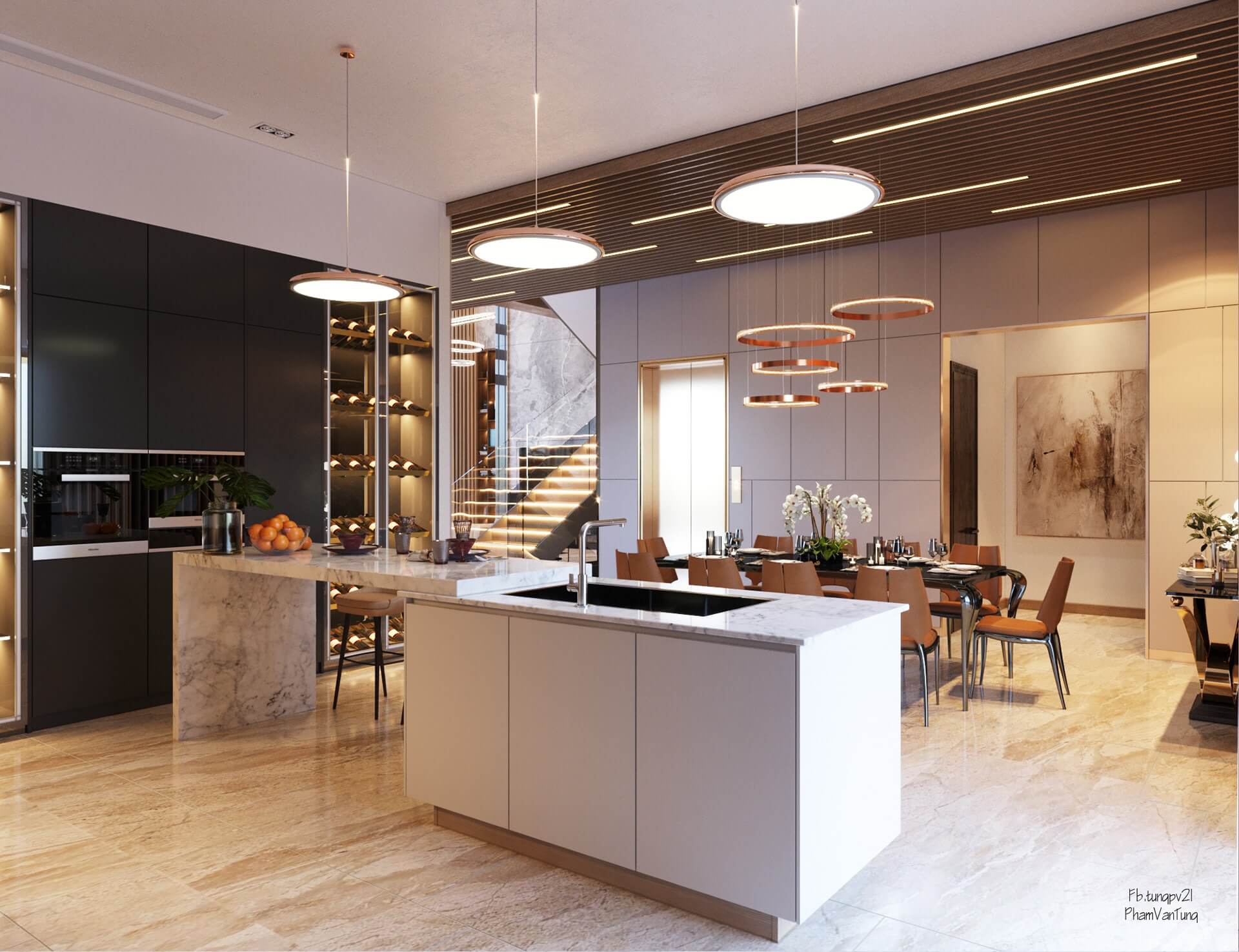 3D Interior Model Kitchen Living room 0147 Scene 3dsmax