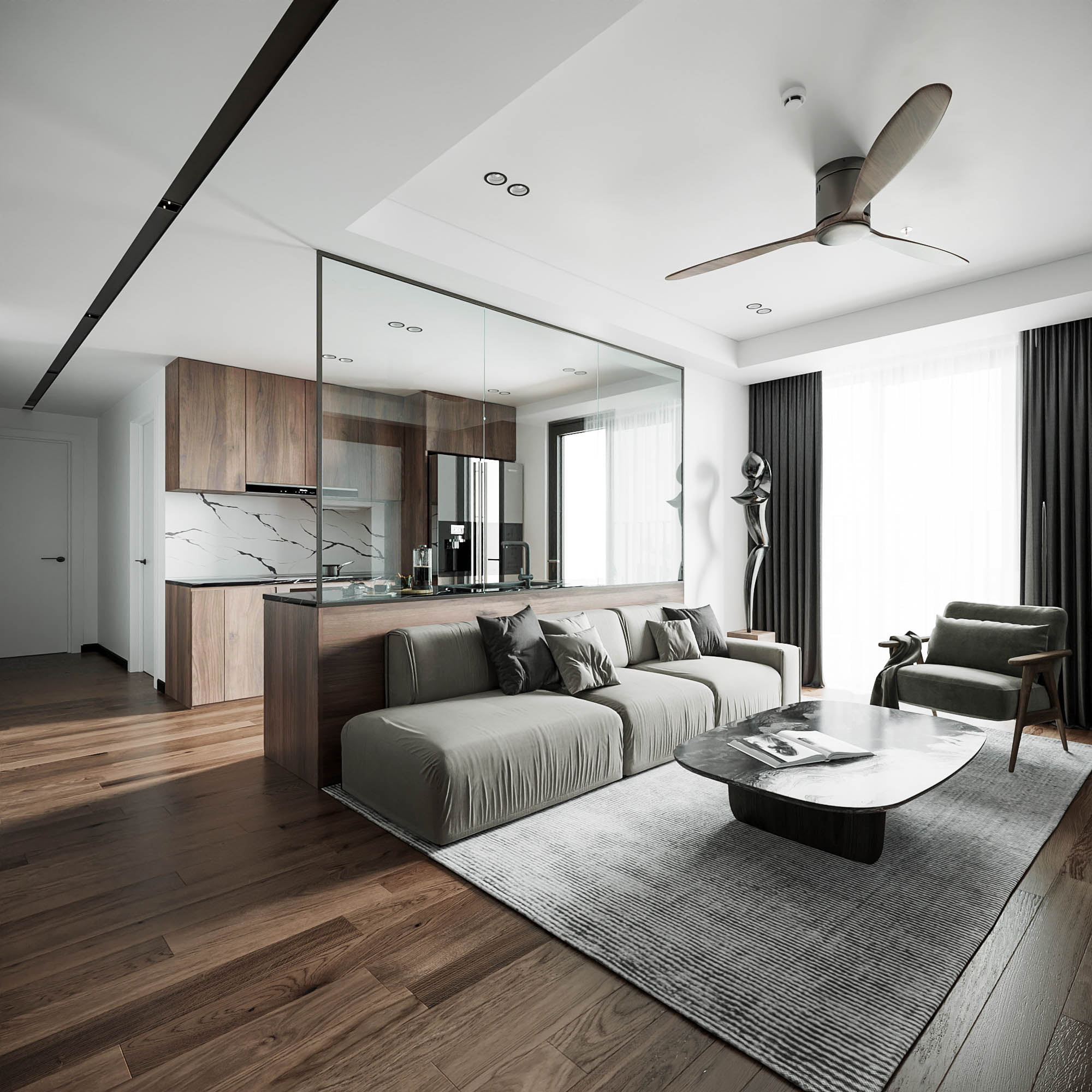 3D Interior Model Kitchen Living room 0165 Scene 3dsmax