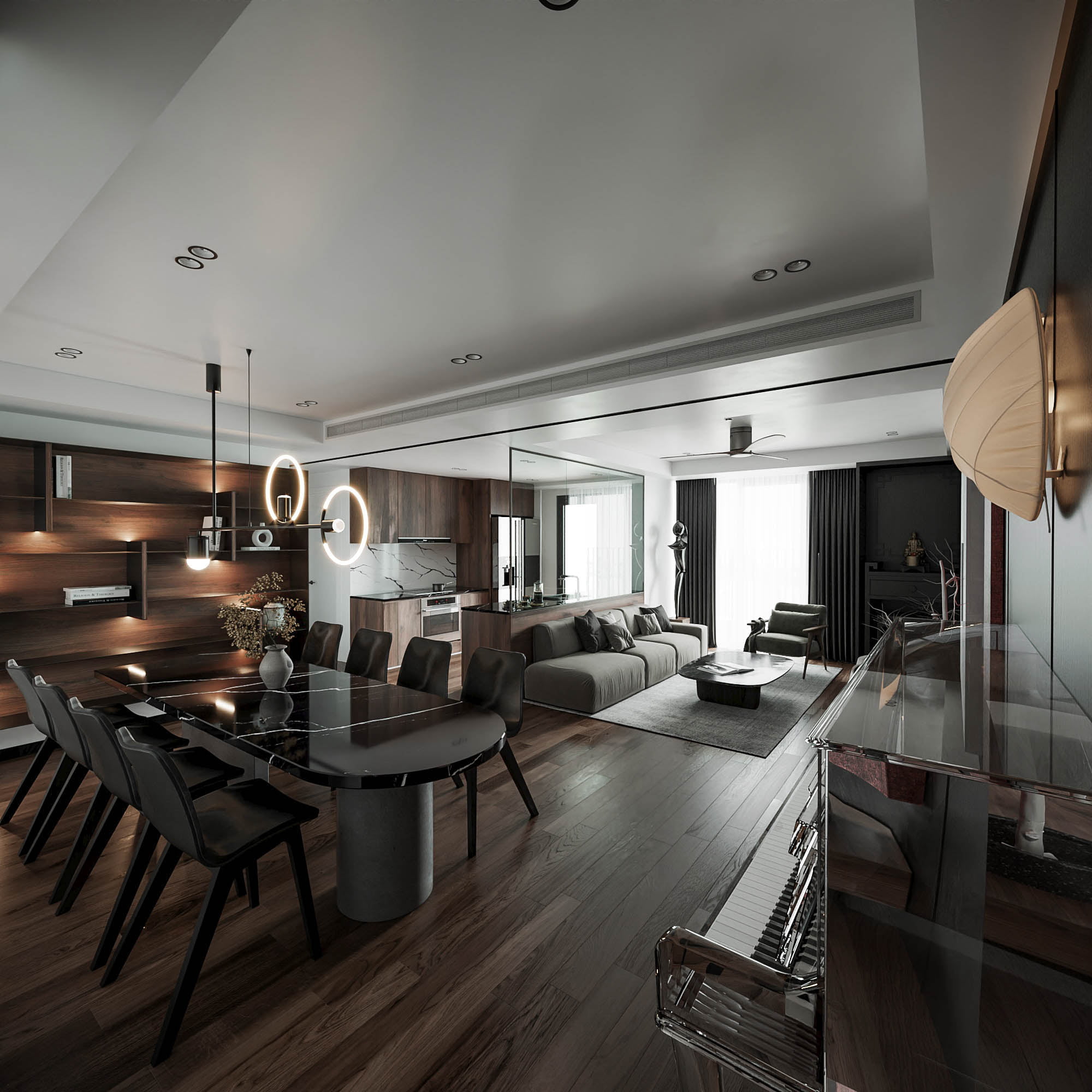 3D Interior Model Kitchen Living room 0165 Scene 3dsmax