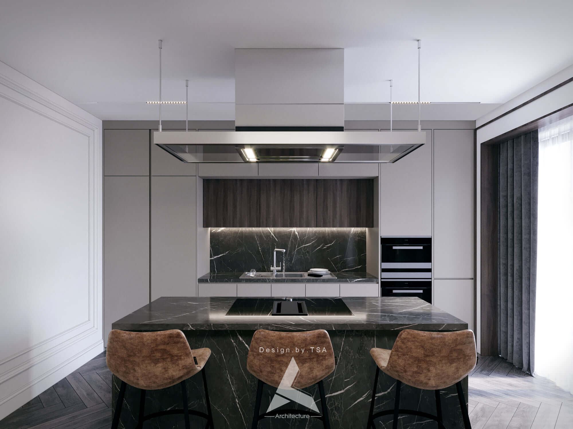 3D Interior Model Kitchen Living room 0166 Scene 3dsmax