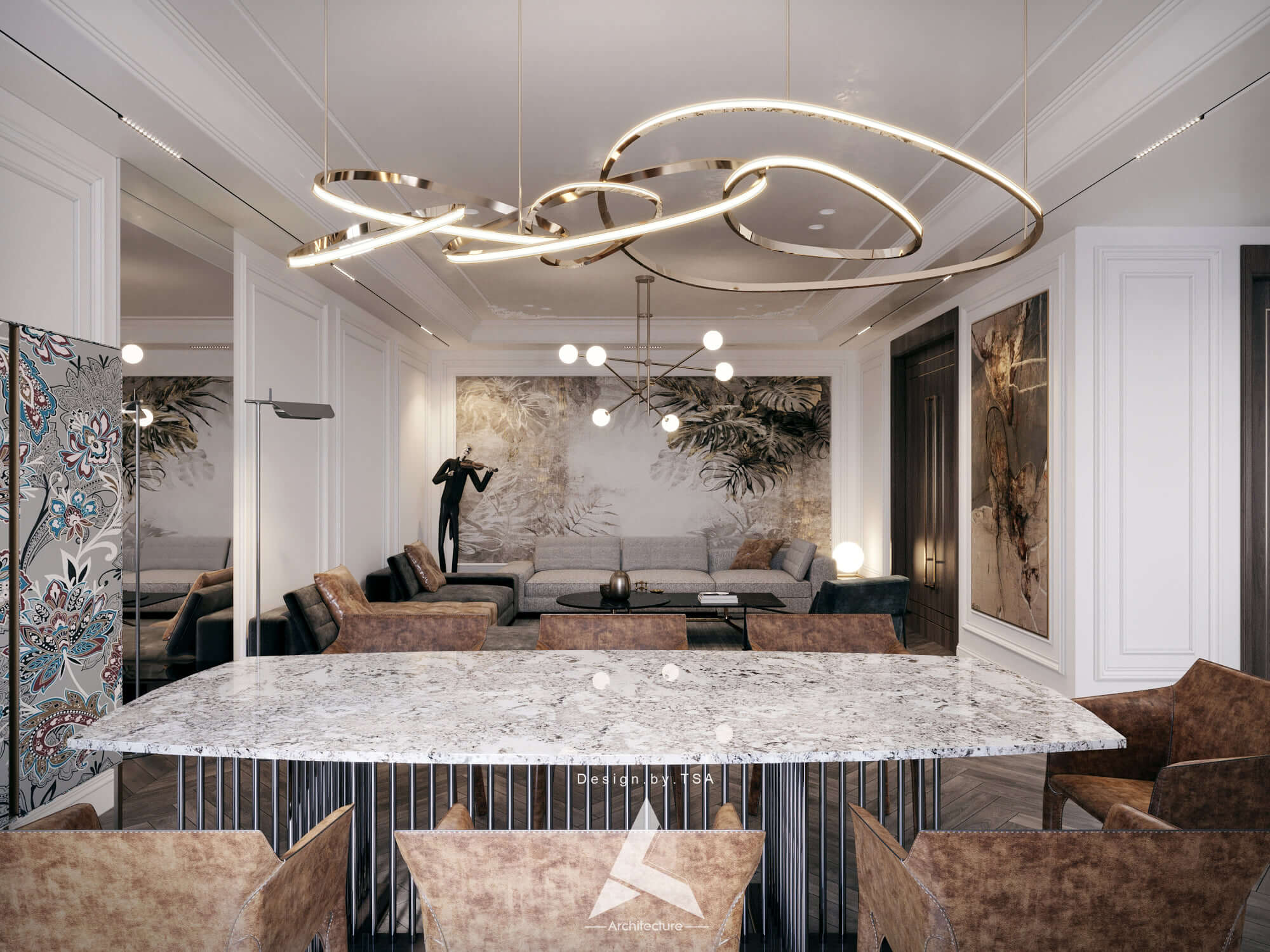 3D Interior Model Kitchen Living room 0166 Scene 3dsmax