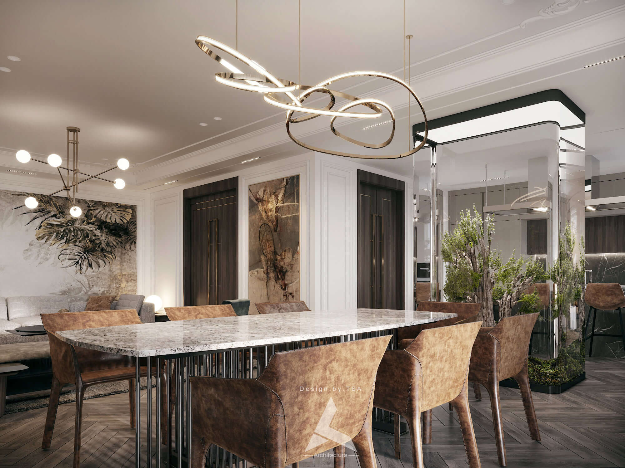 3D Interior Model Kitchen Living room 0166 Scene 3dsmax