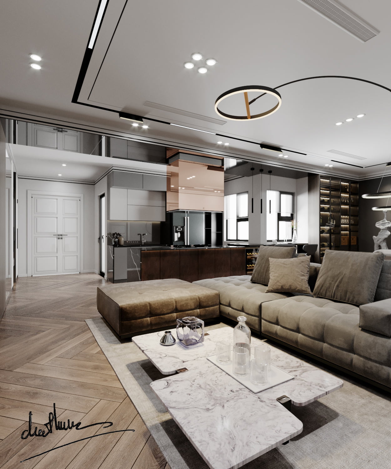 3D Interior Model Kitchen Living room 0167 Scene 3dsmax