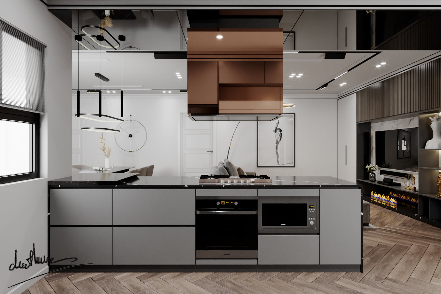 3D Interior Model Kitchen Living room 0167 Scene 3dsmax