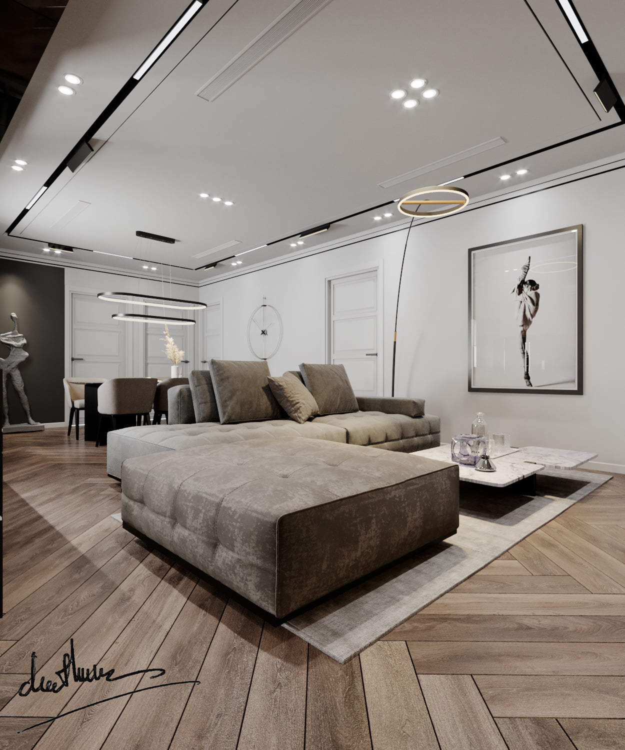 3D Interior Model Kitchen Living room 0167 Scene 3dsmax