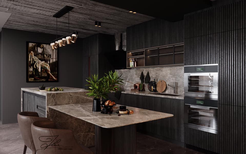 3D Interior Model Kitchen Living room 0173 Scene 3dsmax