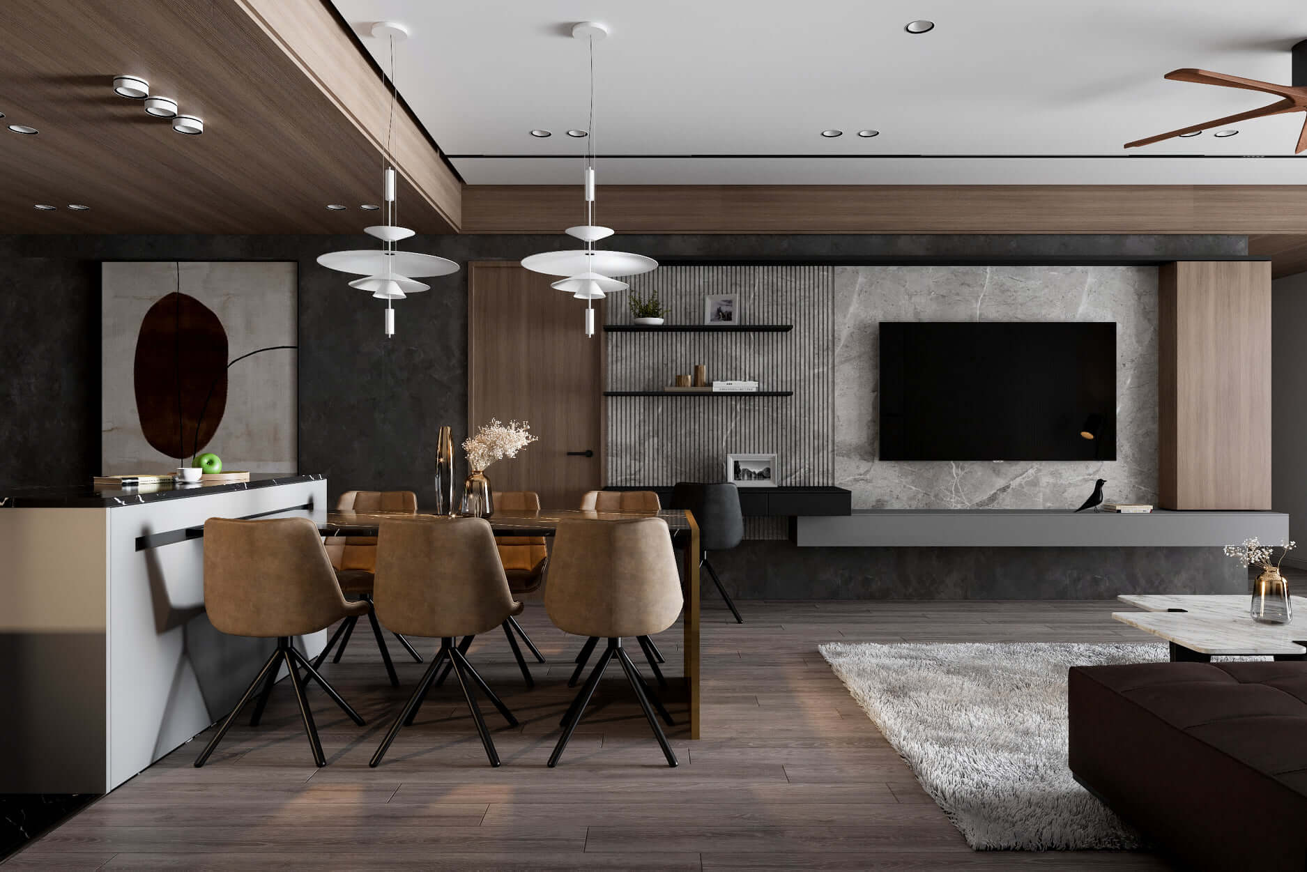 3D Interior Model Kitchen Living room 0175 Scene 3dsmax