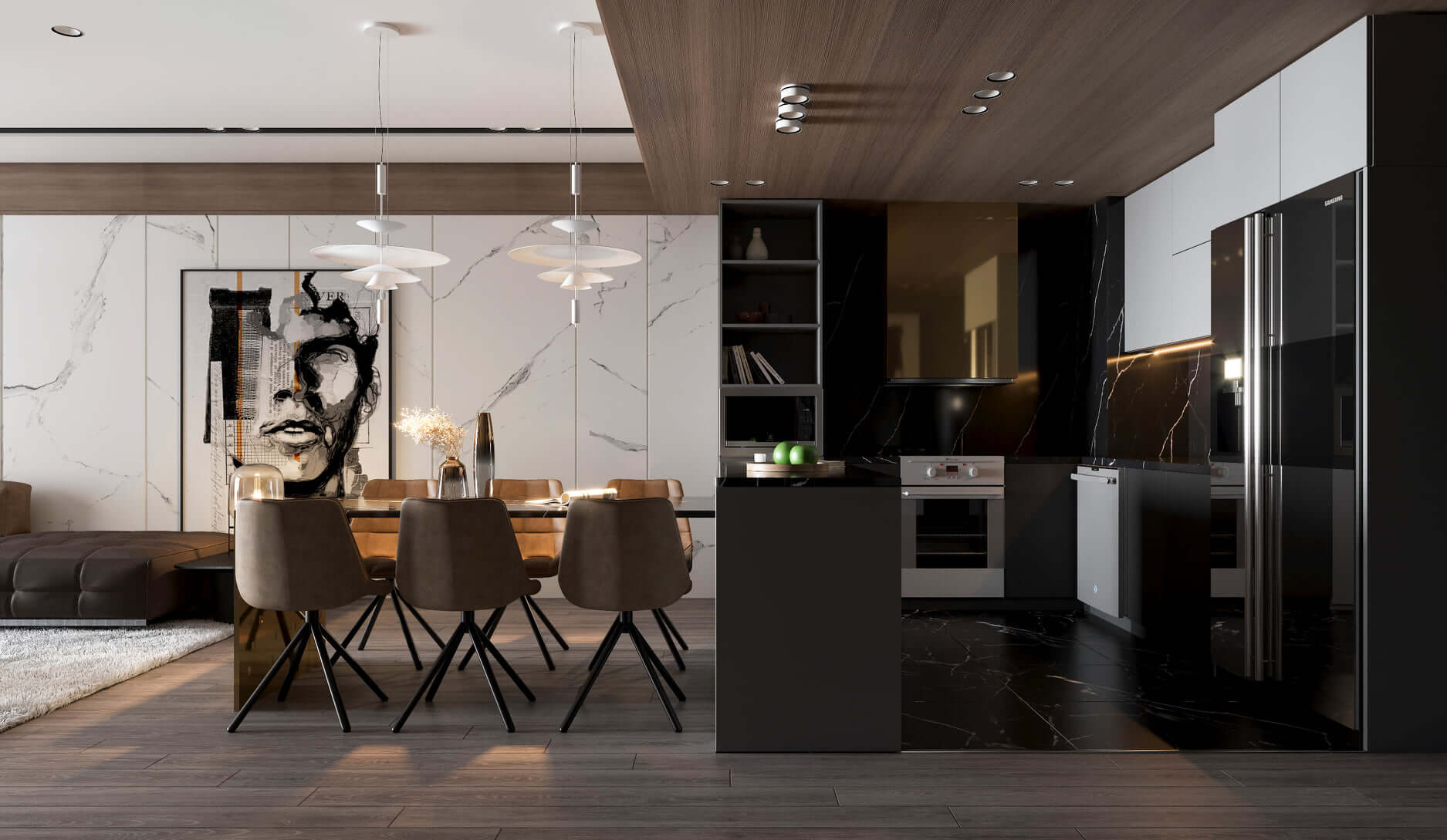 3D Interior Model Kitchen Living room 0175 Scene 3dsmax